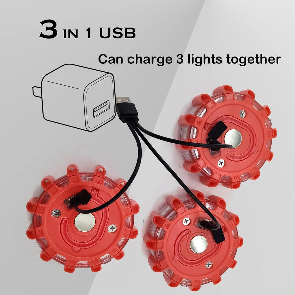 8 Pack Rechargeable LED Road Flares with Magnetic Base Z982