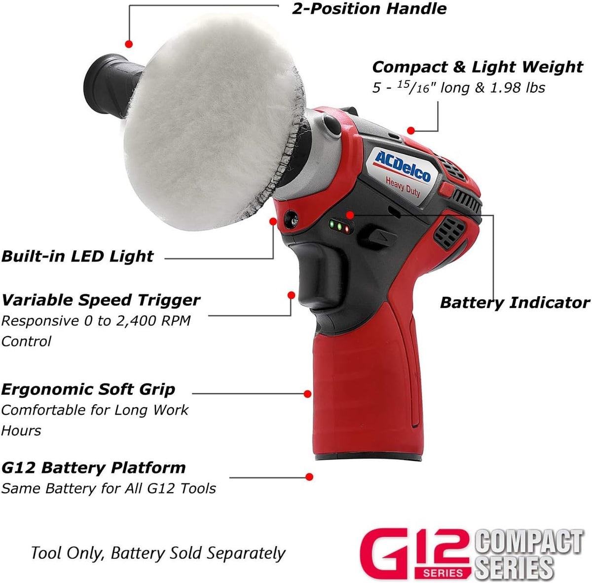 12V Cordless Li-ion 3" Mini Polisher & 2-Speed 3/8" Drill Driver Combo Tool Kit with 2 Batteries S2123