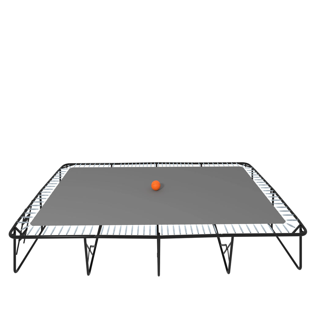 10ft by 17ft Rectangular Trampoline with Green Fabric Black Galvanized Steel Tubes with Basketball Hoop System Ladder K47829