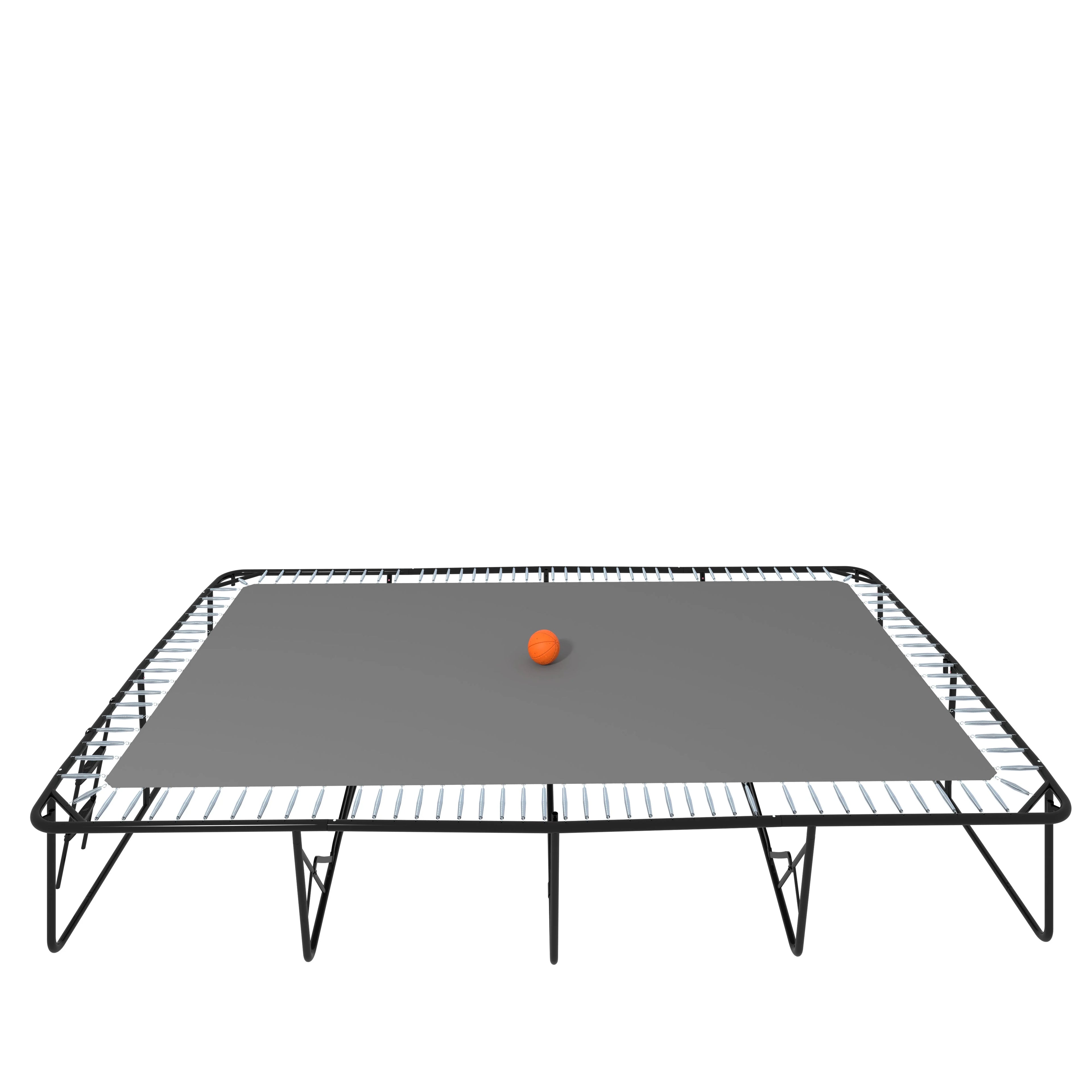 10ft by 17ft Rectangular Trampoline with Green Fabric Black Galvanized Steel Tubes with Basketball Hoop System Ladder K47829