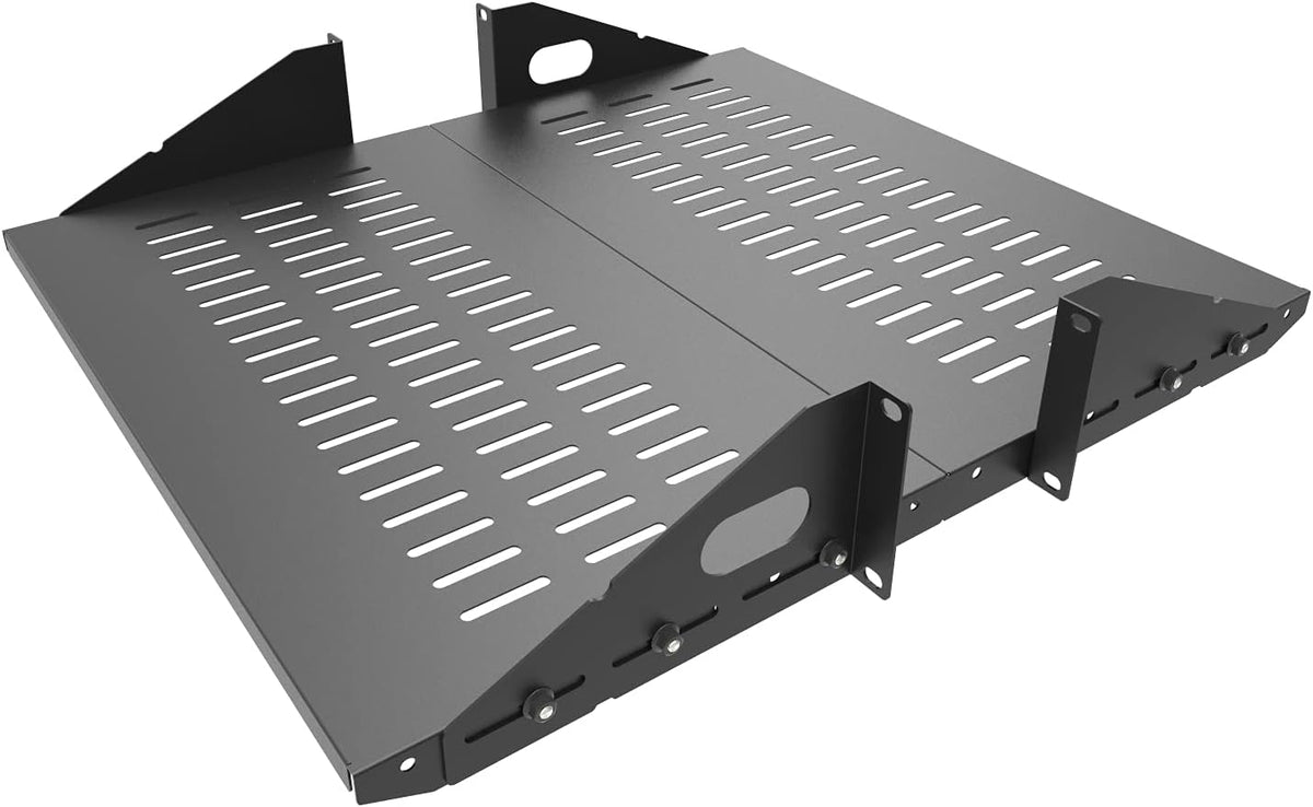 2U Cantilever Server Shelf Rack Mount 19 Inch 2 Piece Set Black Y300