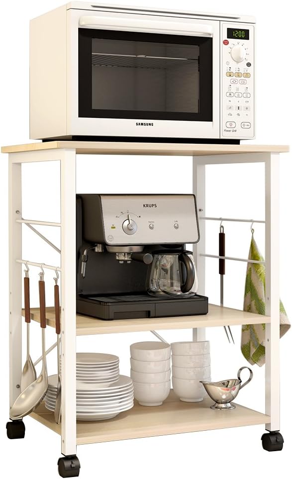White Oak 3-Tier Kitchen Baker's Rack Utility Microwave Oven Stand Storage Cart Workstation Shelf V274110
