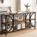 Rustic Brown 3 Tier Narrow Console Table with Storage Shelves V5765