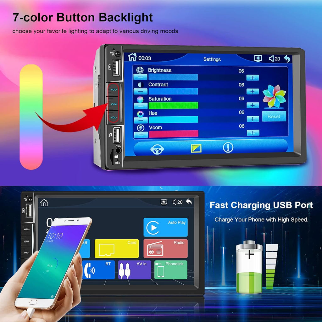 7 inch Touch Screen Car Stereo Radio with Bluetooth Backup Camera T5894