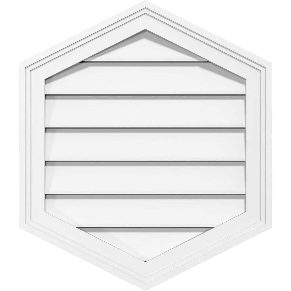 32x22W x 20x22H Vertical Peaked Surface Mount PVC Gable Vent 4/12 Pitch P19938