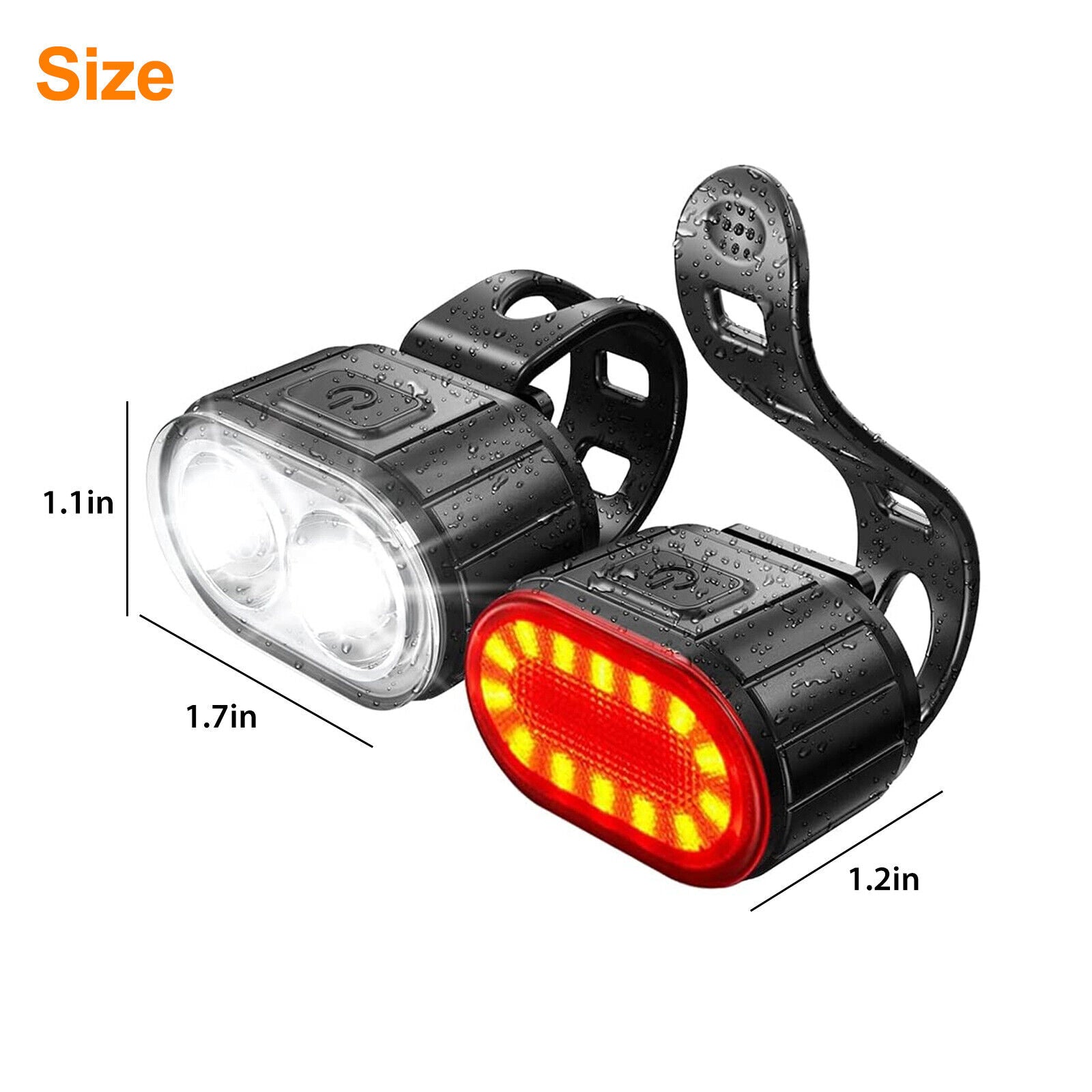 USB Rechargeable LED Bicycle Headlight Front Rear Light Set K614633