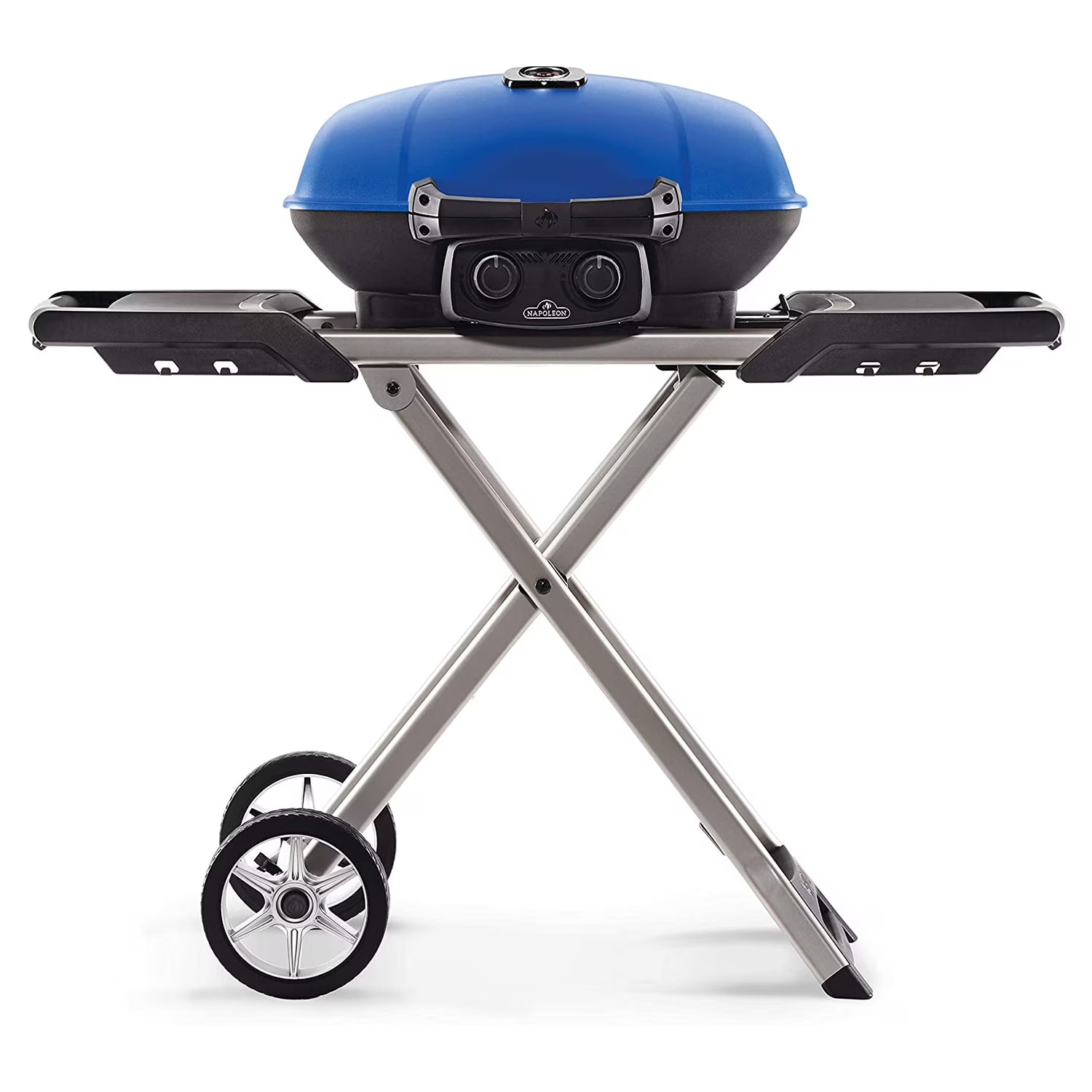 Blue Portable Propane Gas Grill with Scissor Cart & Griddle K275376