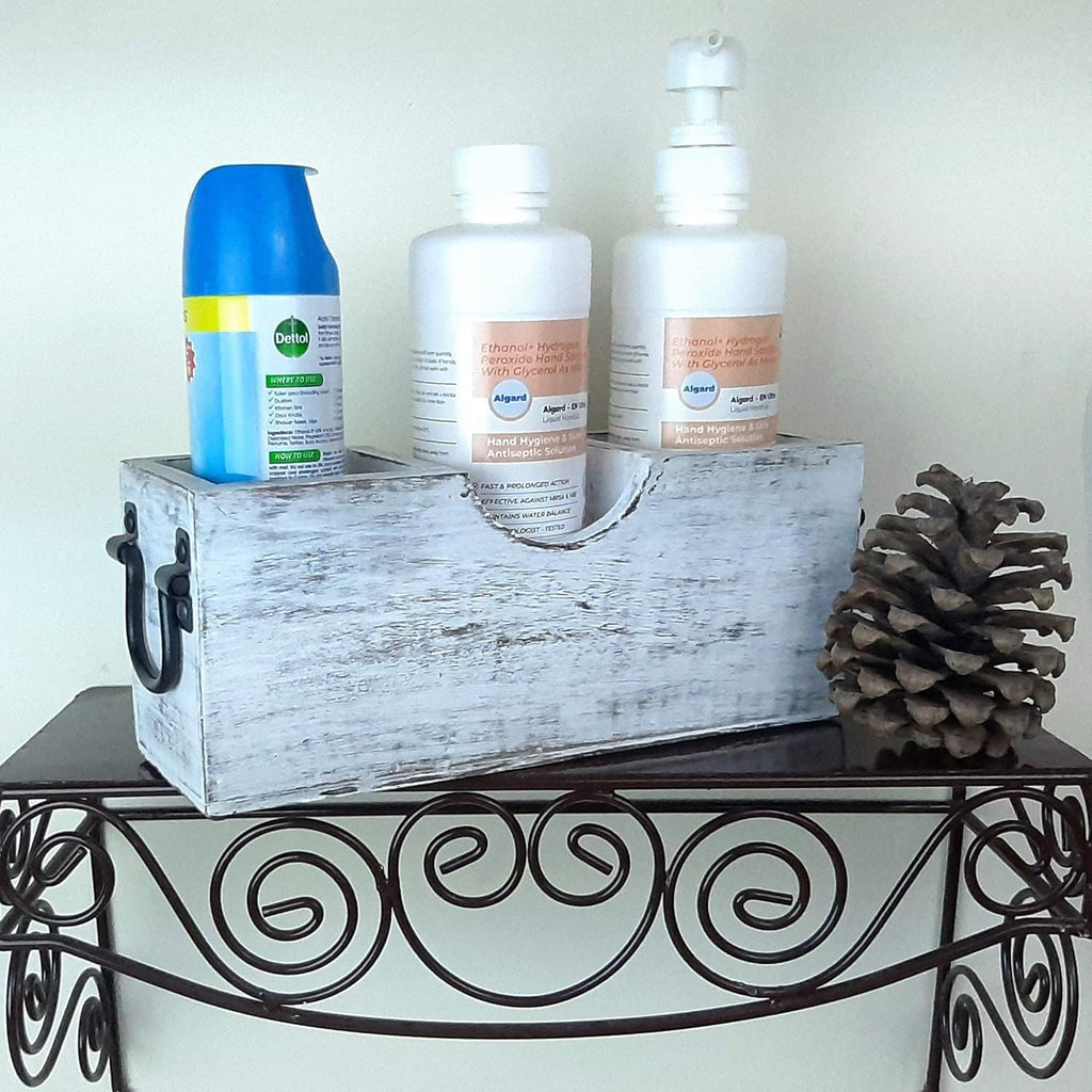 White Wood Silverware Holder Caddy V67253