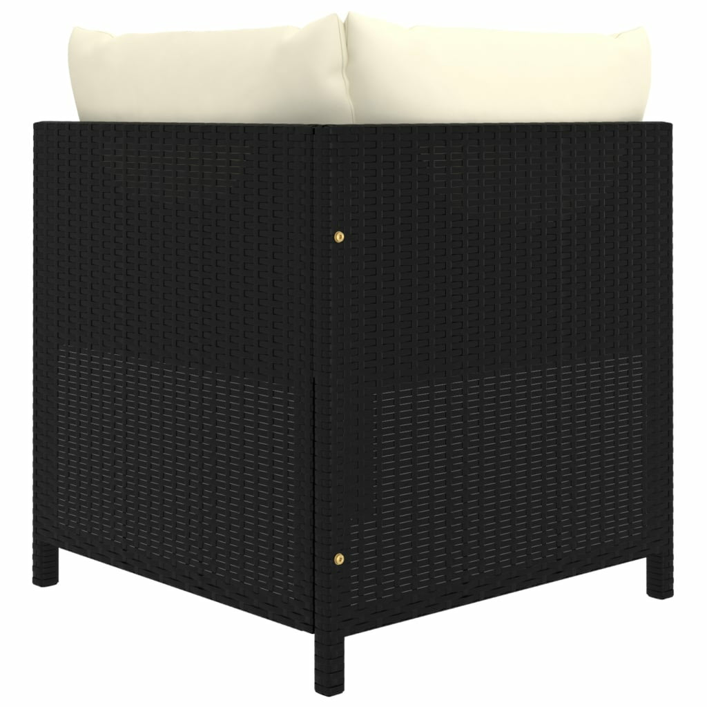 9 Piece Poly Rattan Garden Set with Cushions Black D4069