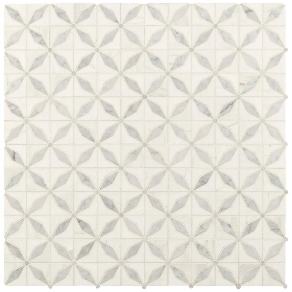 Polished Marble Mesh-Mounted Mosaic Tile M4272