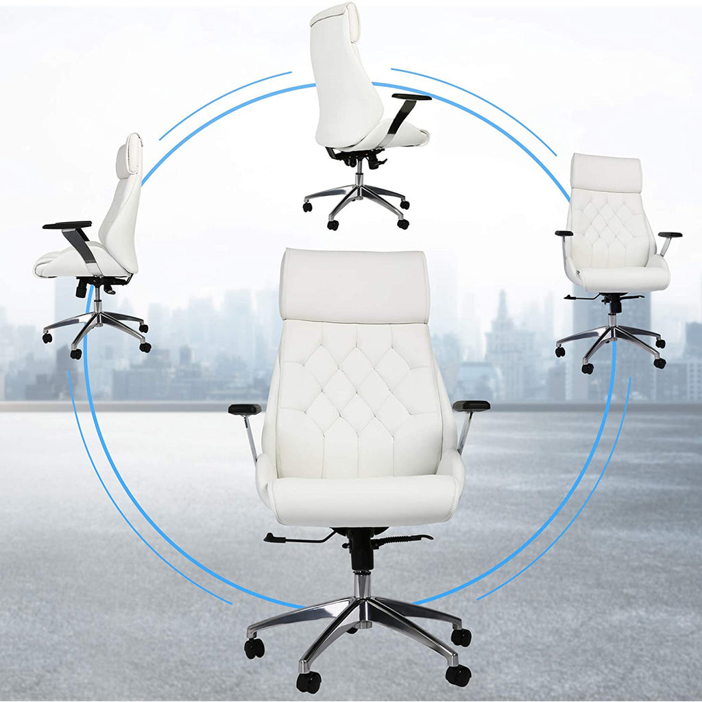 White Leather High Back Office Chair N7160