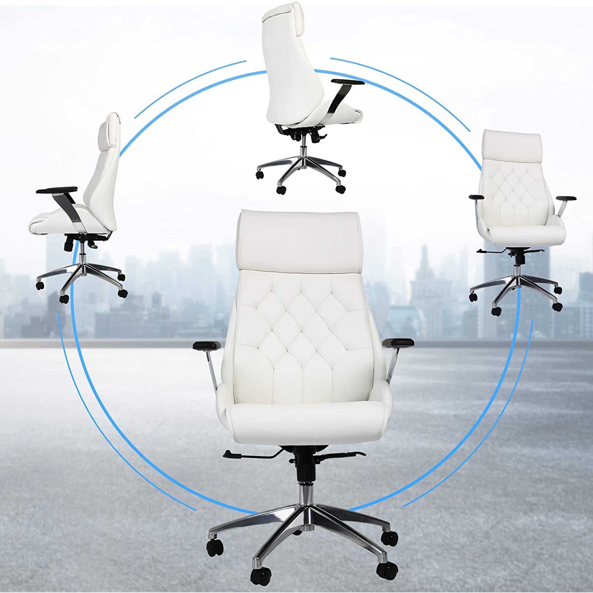 White Leather High Back Office Chair N7160