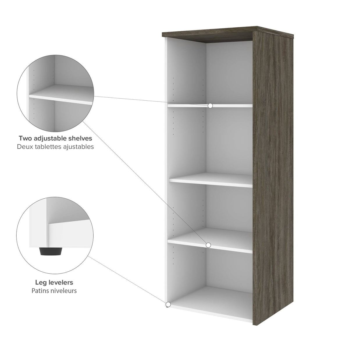 Walnut Grey White Bookcase H659521