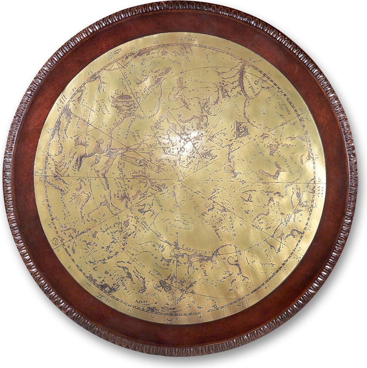 Etched Brass Round Pedestal Table Q6051