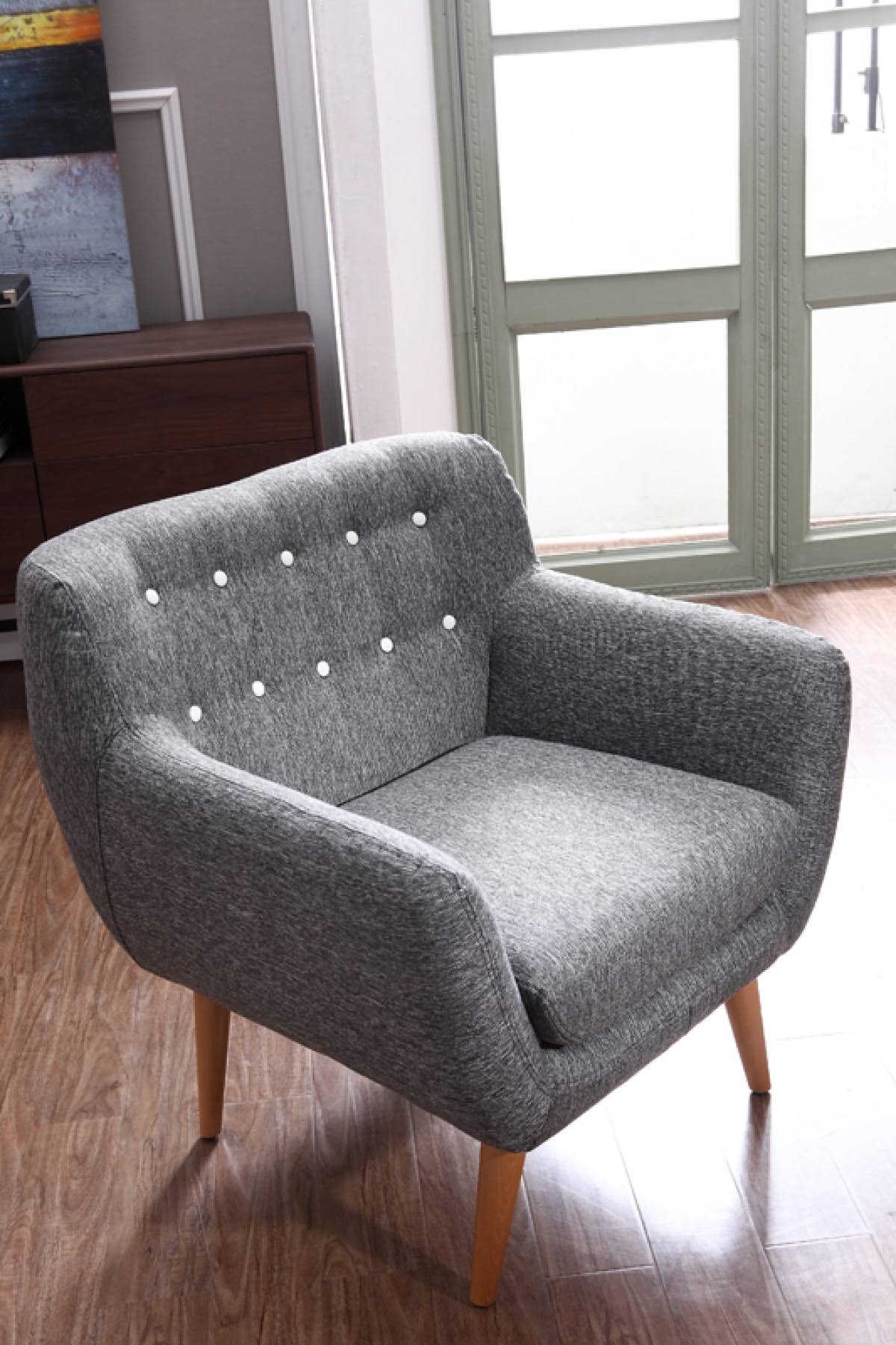 Grey and White Fabric Accent Chair R923656