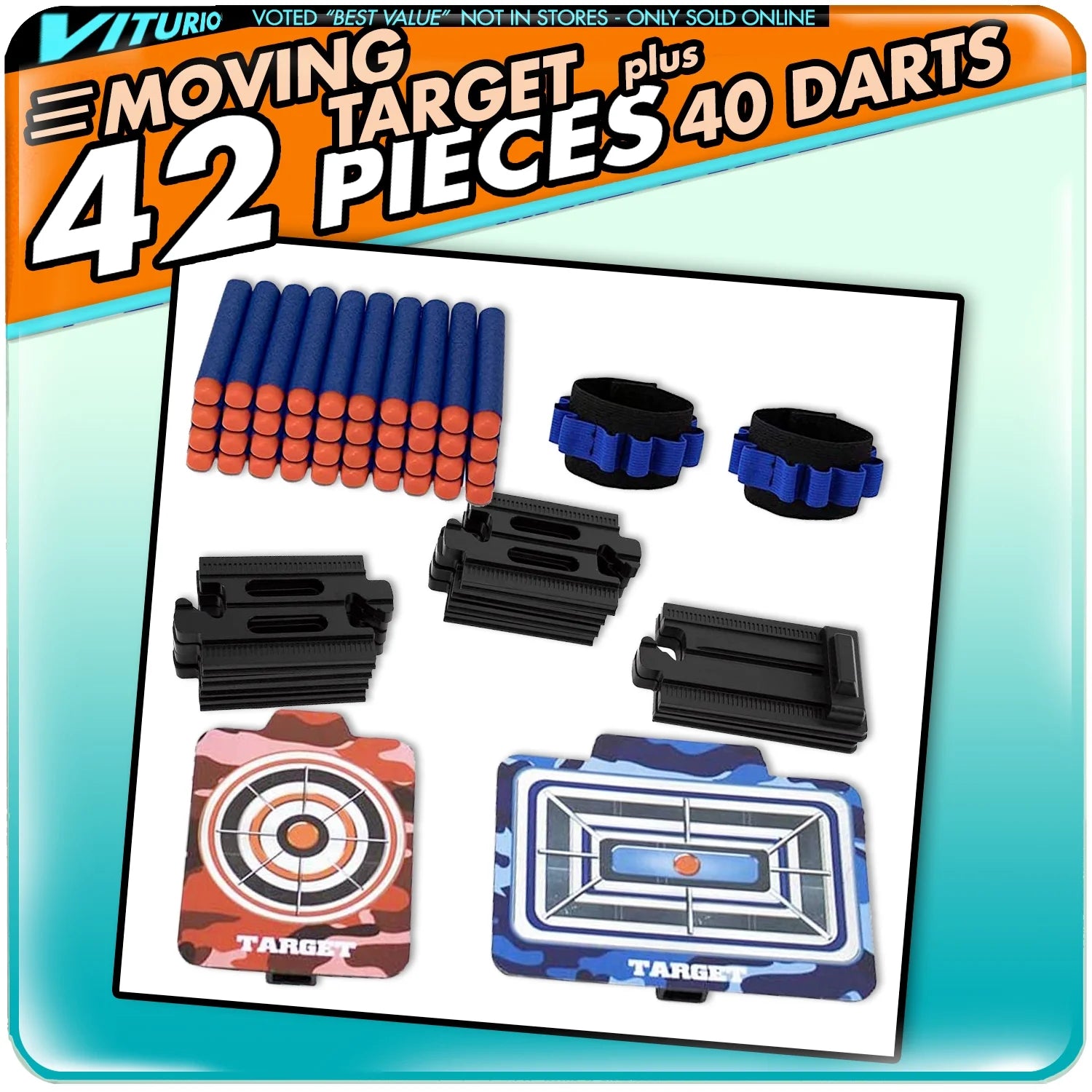 43pc Electronic Digital Moving Target with 40 Soft Darts 2 Wristbands X12776