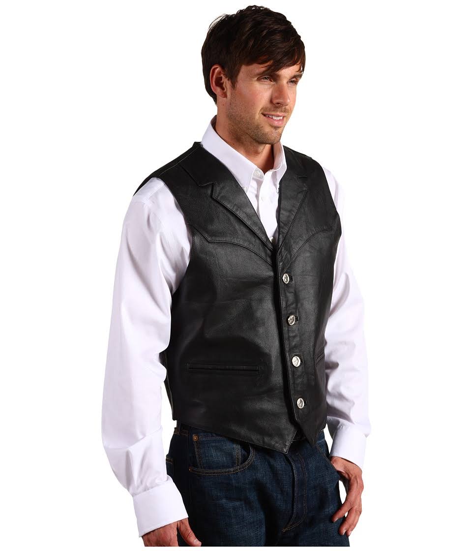 Black Leather Western Vest T7976