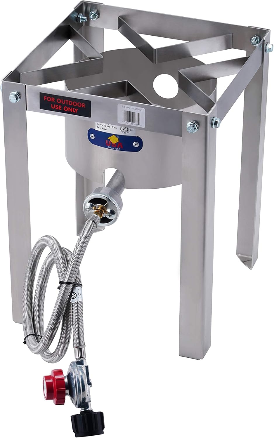 Propane Burner 37,000 BTU, High Pressure Stove with Portable Stand, Cast Iron Single Burner with Hose & Regulator R148172