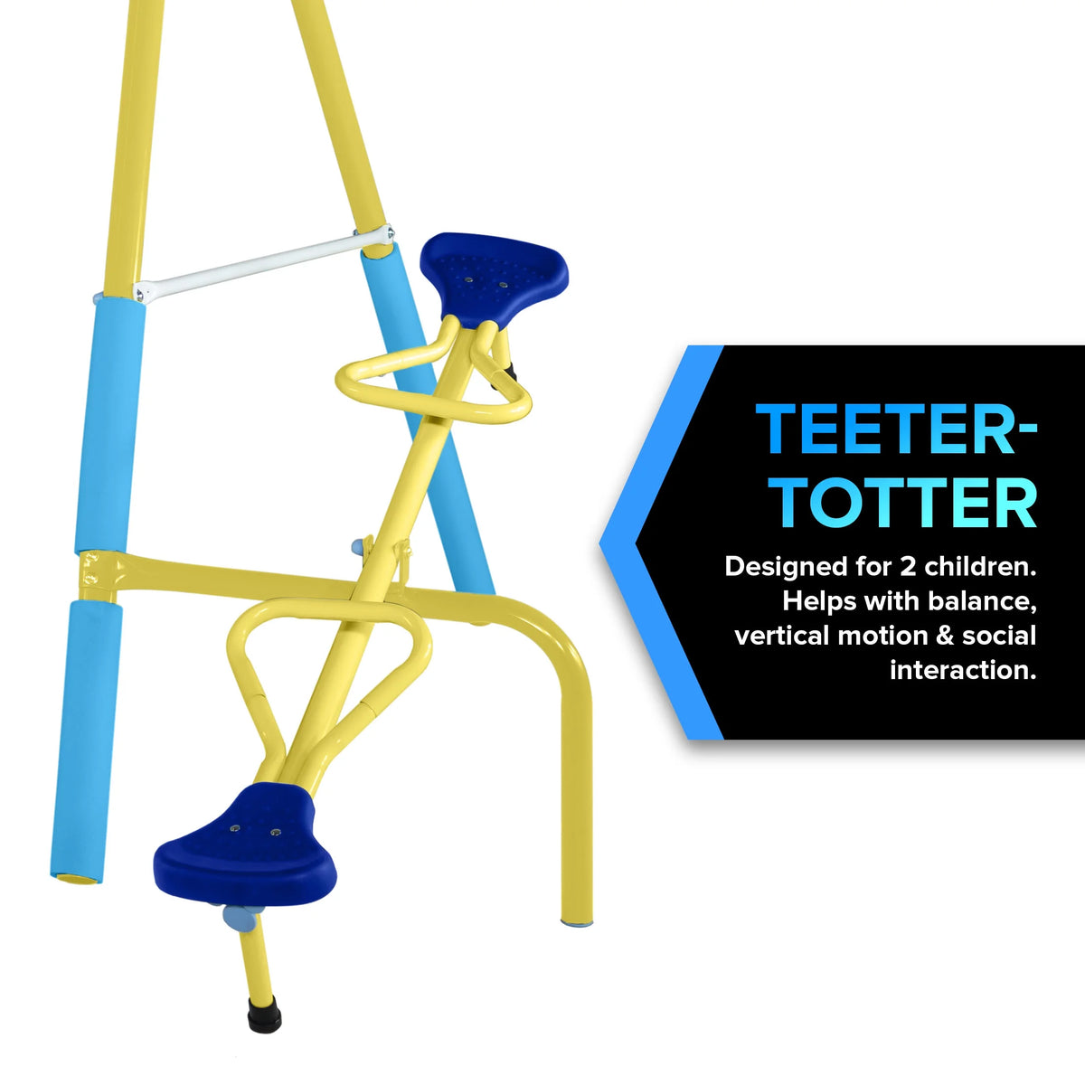 Metal Swing Set with Trapeze, Teeter-Totter, and 6' Double Wall Slide S428051