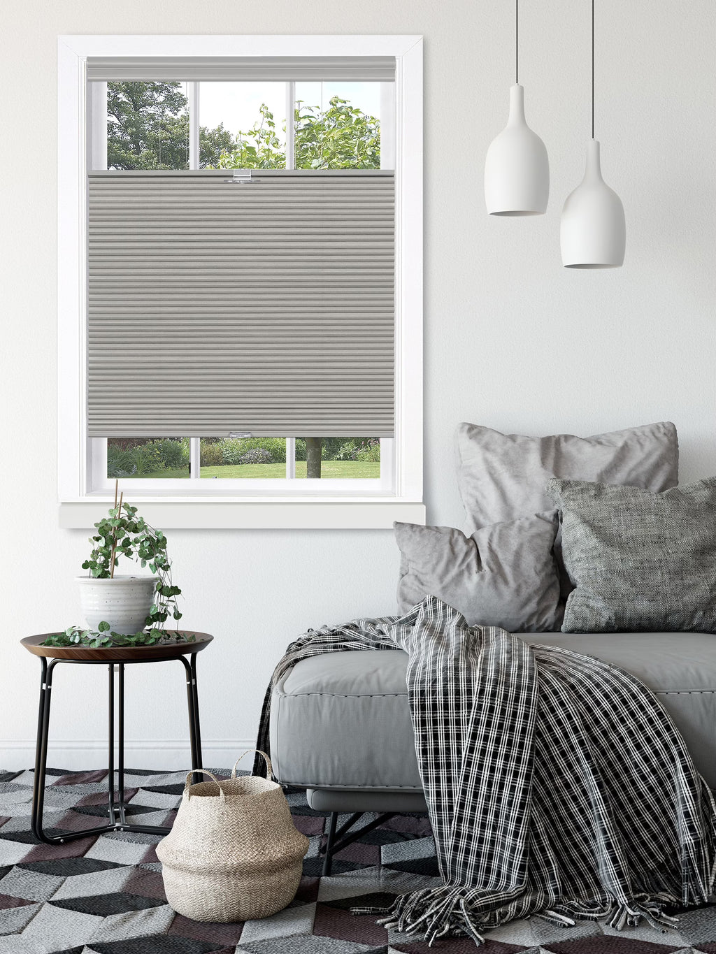 Top Down-Bottom Up Cordless Honeycomb Cellular Shade 35"L x 64"W Dove Grey B1629