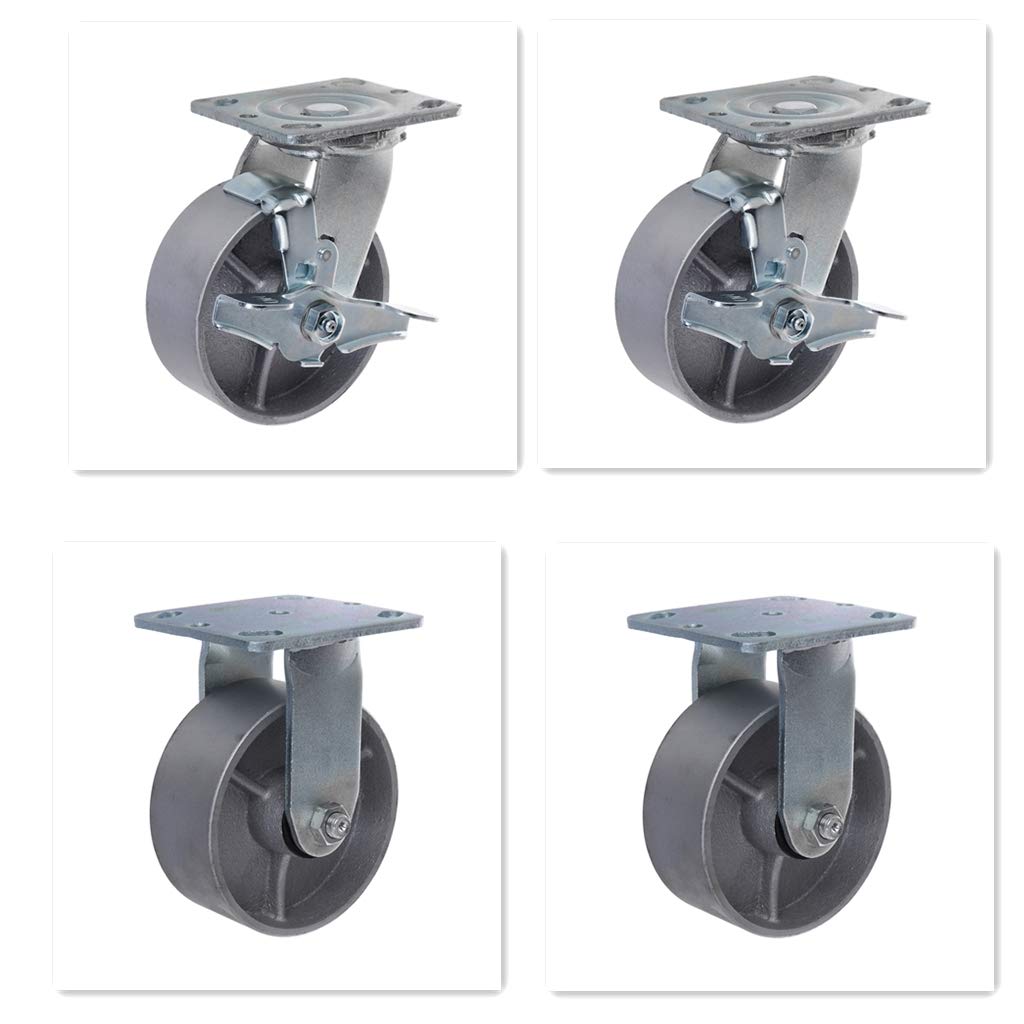 4" Swivel and Rigid Steel Cast Iron Wheel Set of 4 S494950