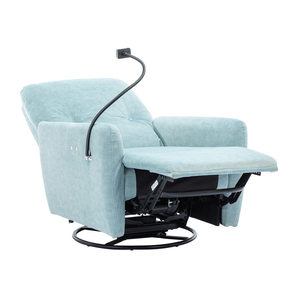 Blue 270 Degree Swivel Electric Recliner Chair with Phone Holder S5746