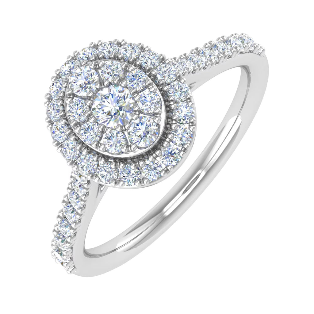 10K Yellow Gold Diamond Cluster Engagement Ring M5275