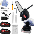 Mini Chainsaw Cordless 36V 2pcs Batteries, 4 Inch and 6 Inch Handheld Electric Chainsaw, Black K545390