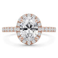 Oval Diamond Halo Engagement Ring in 14K Rose Gold V538