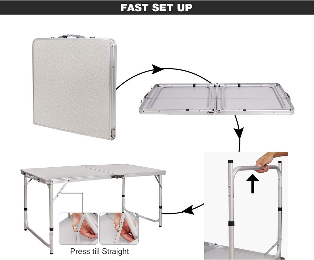 47x24 Folding Camping Table, Aluminum Ultralight Height Adjustable W829710