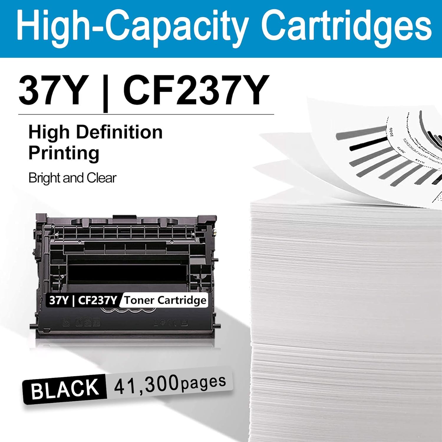 Black Extra High Yield Toner Cartridge CF237Y Replacement for HP Enterprise M607 M608 M609 MFP M631 Printer P8726