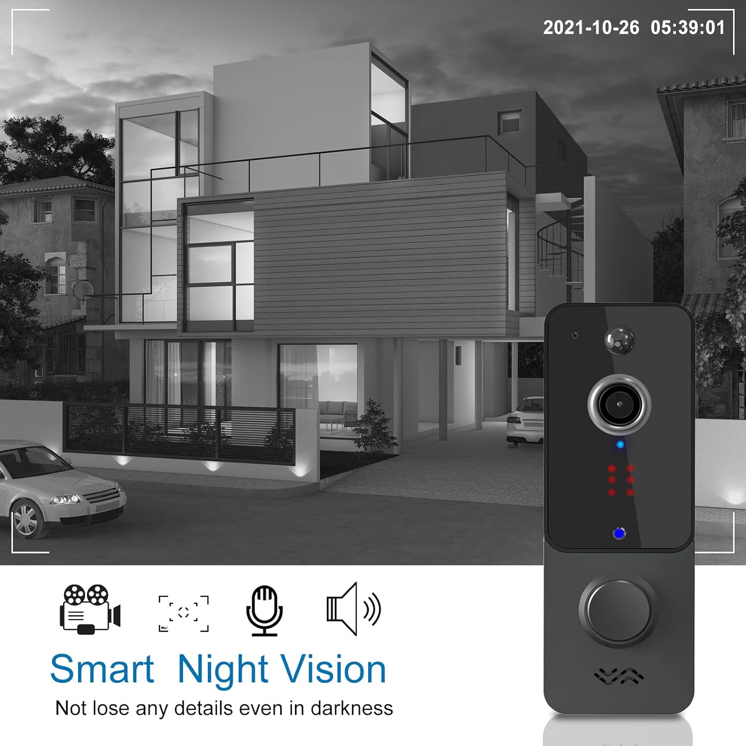 Wireless Video Doorbell Camera with Chime, 1080P HD, Night Vision, 2-Way Audio I593