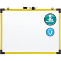 Whiteboard Wall Mountable 72.05 in x 48.03 in Magnetic Yellow Frame S233