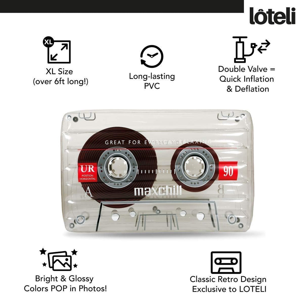 Oversized Clear Cassette Tape Pool Float Q4205