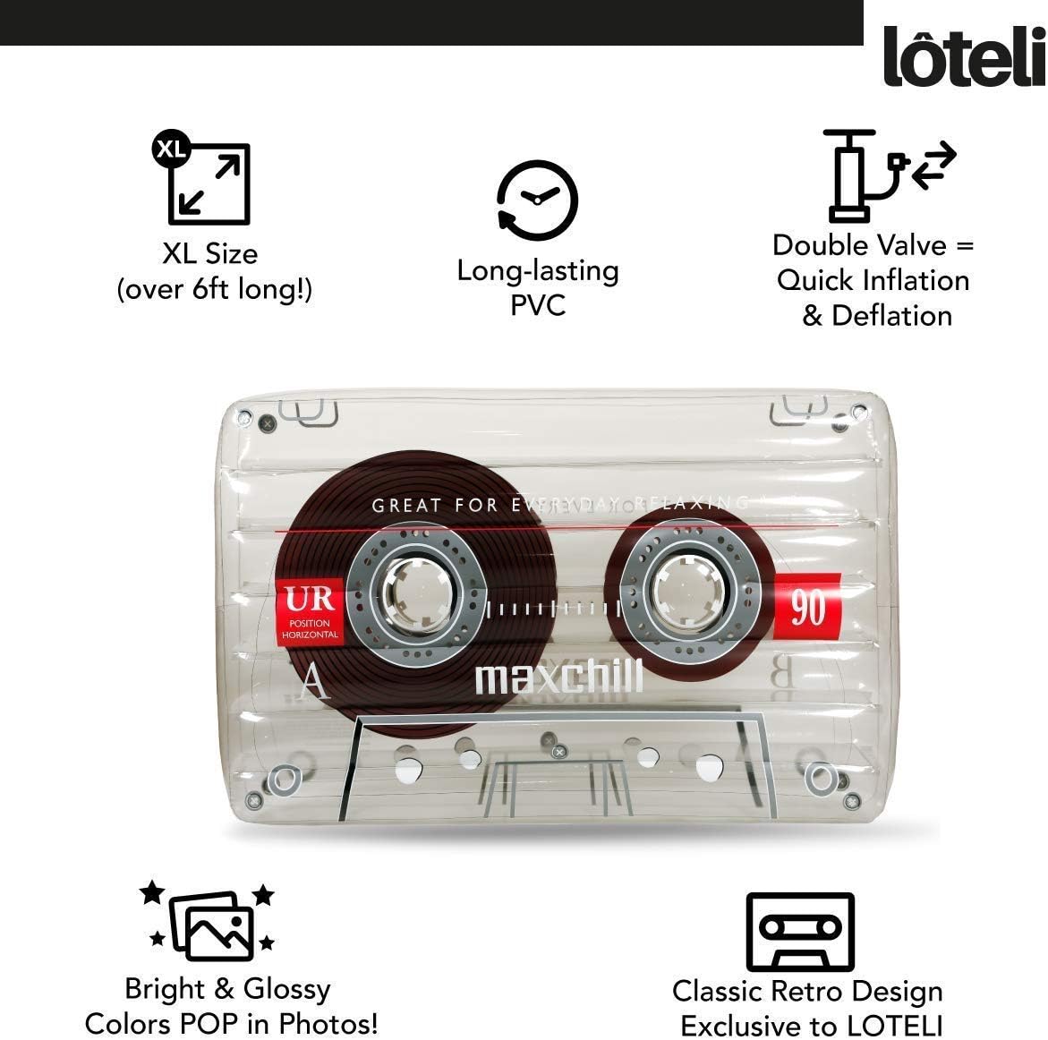 Oversized Clear Cassette Tape Pool Float Q4205