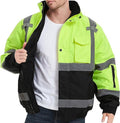 High Visibility Waterproof Bomber Jacket, Class 3, Green, Small X9926