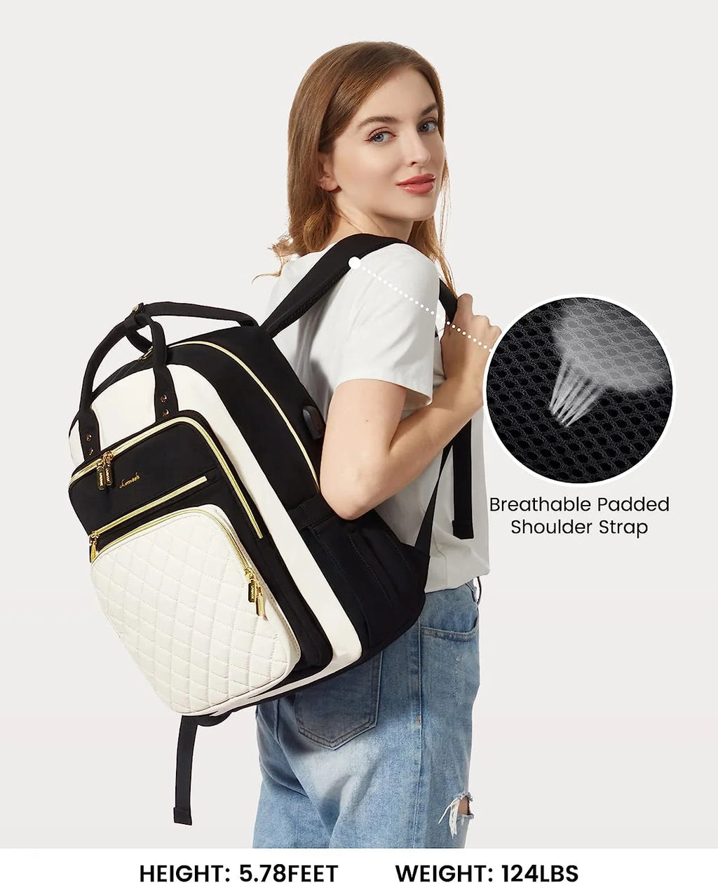Laptop Backpack with 15.6 inch Laptop Compartment, Lightweight Travel Daypack with USB Port A351