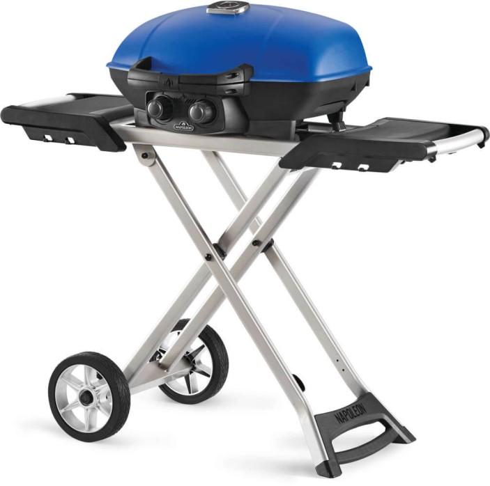 Blue Portable Propane Gas Grill with Scissor Cart & Griddle K275376