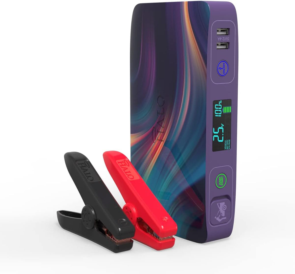 Portable Phone Laptop Charger Car Jump Starter with Outlet, LCD Display, Flood Light and Car Charger D17842