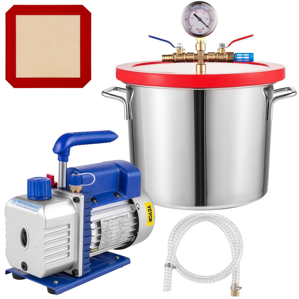 Vacuum Chamber Kit with Pump, 4CFM 1/3HP, 2 Gallon B831