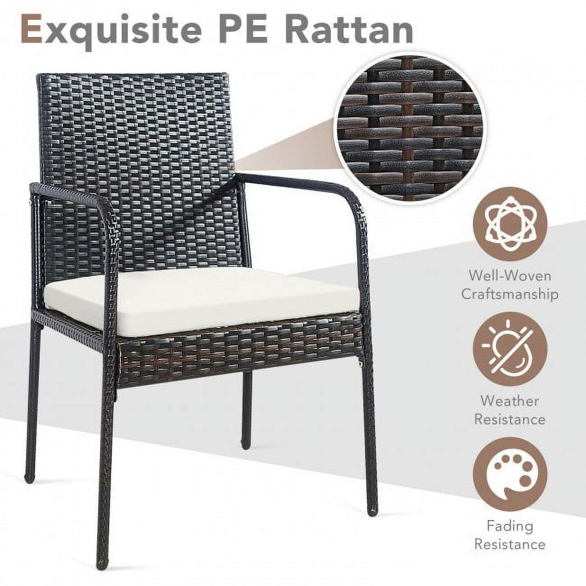 Outdoor Wicker Rattan Dining Set 4 Pieces K6780