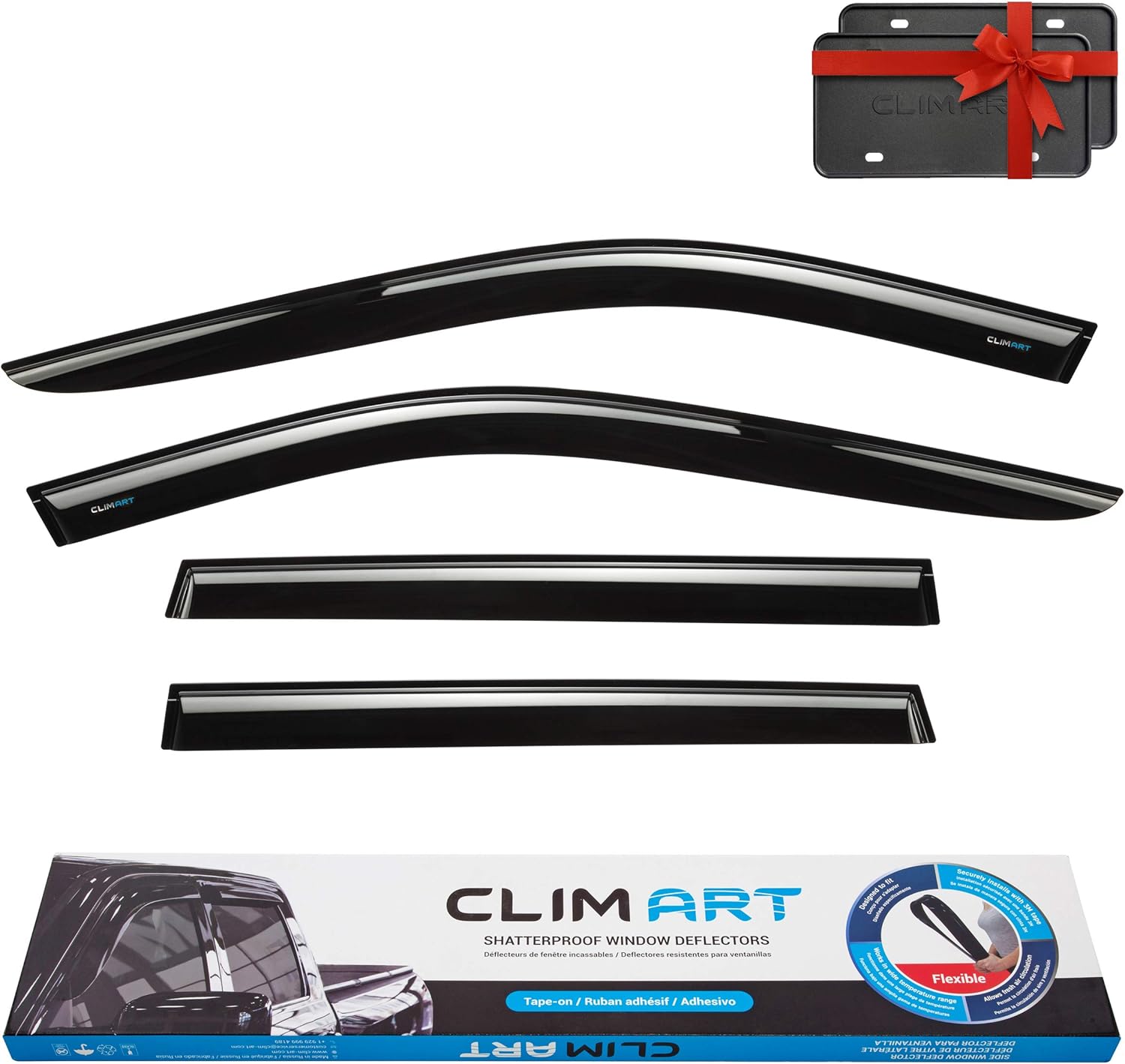 4 pcs Dark Smoke Tape-on Window Deflectors E400028