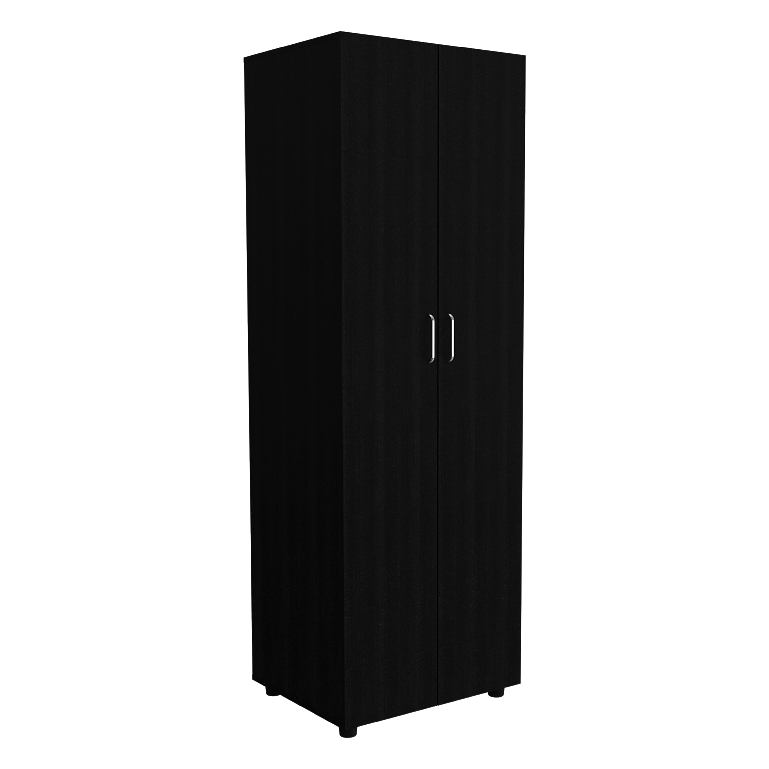 Black Two-Door Armoire with Two Internal Shelves and Rod F7533