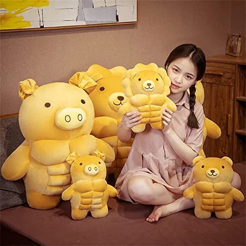 Cartoon Muscle Bear Plush Teddy Bear Large Doll, 27.5 inch O2596
