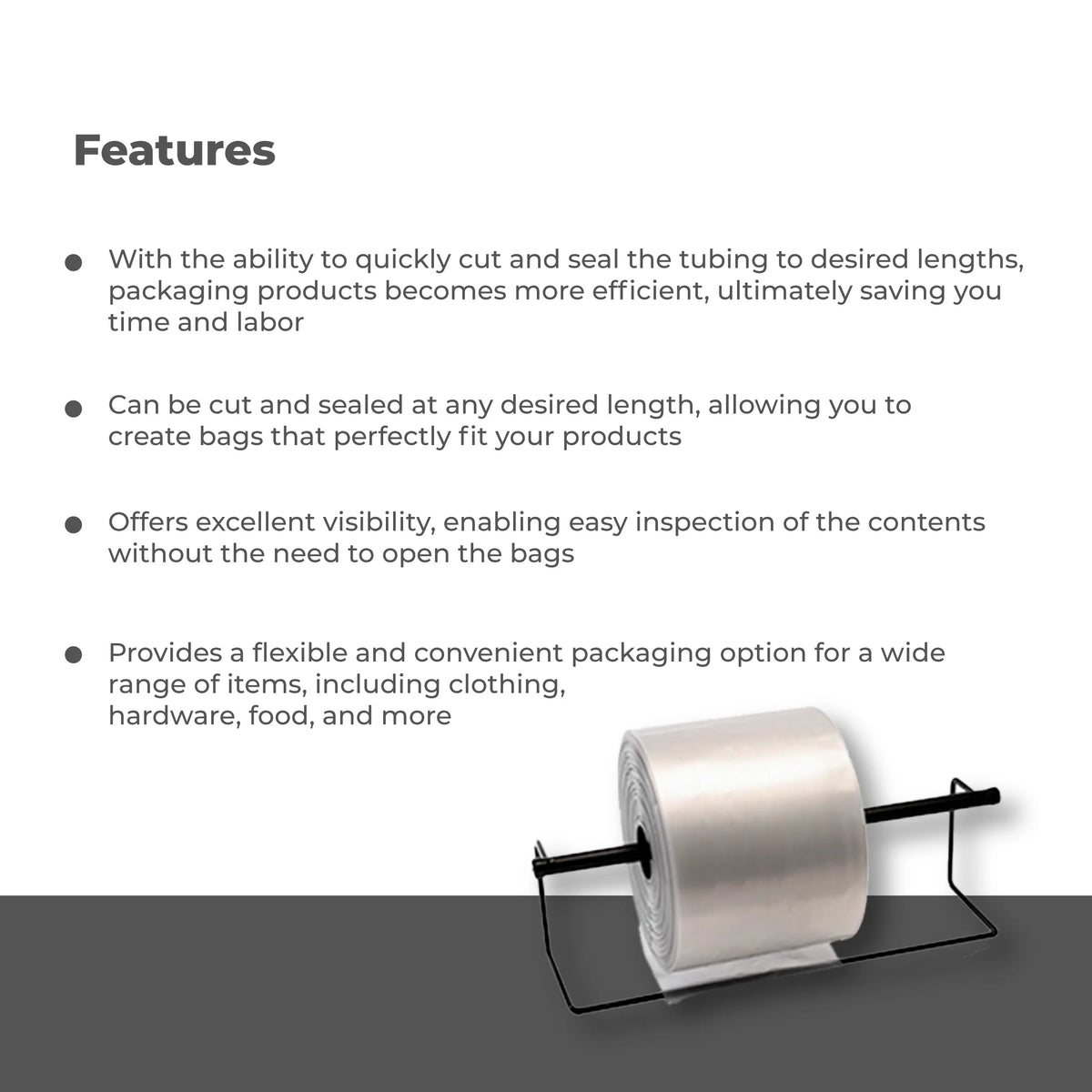 Clear Lay Flat Poly Tubing 10 Inch x 1000 Feet, 6 Mil - 1 Roll E706