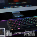 Wireless Wired 60% Mechanical Keyboard with Arrow Keys, Bluetooth 5.1, True RGB Backlit, 1900mAh Battery (White, Red Switch) O370711