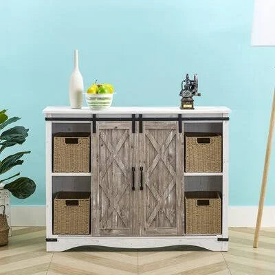 Natural/White 2 Door Accent Cabinet F20978