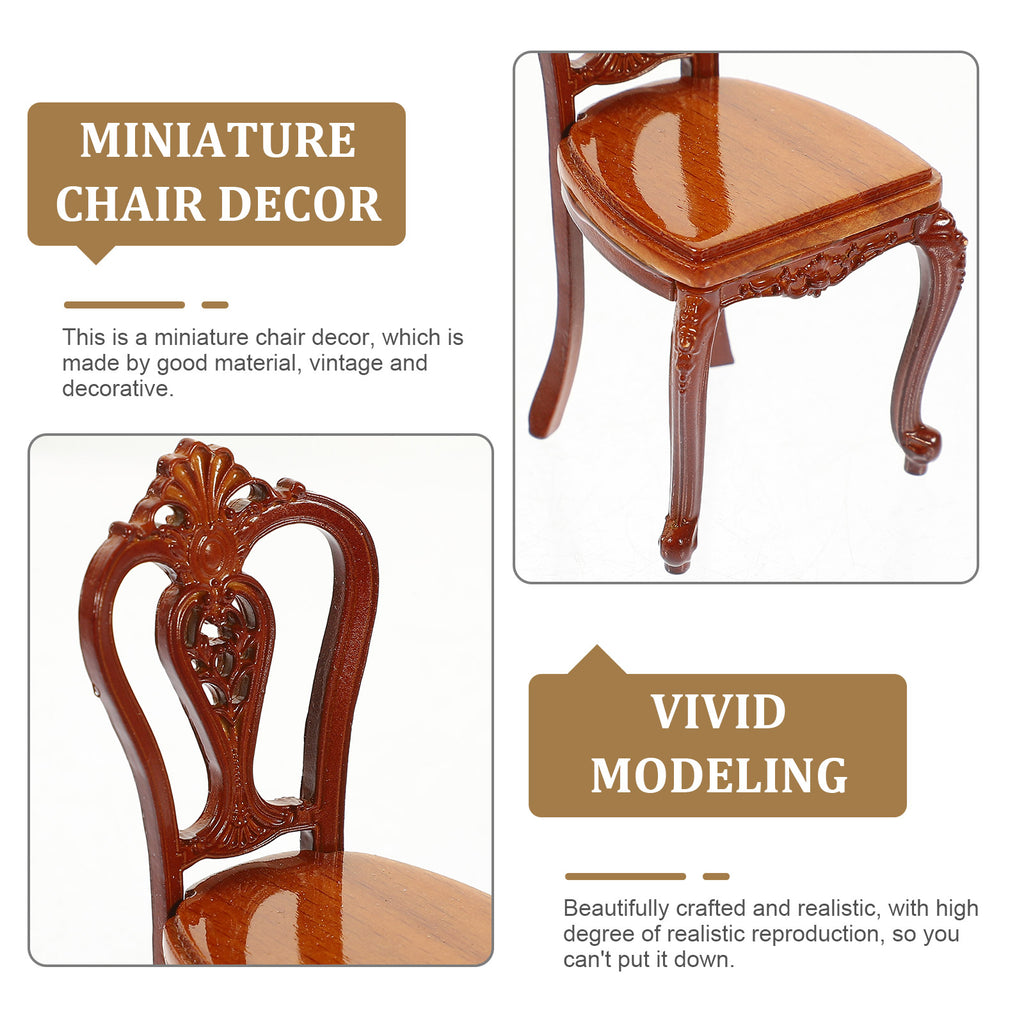 Mini Metal Wooden Chair Ornaments Dollhouse Furniture C87788