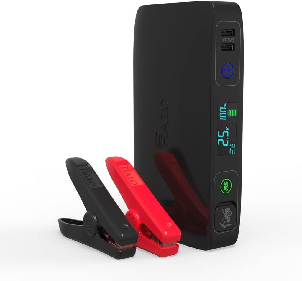 Portable Phone Laptop Charger Car Jump Starter with Outlet, LCD Display, Flood Light and Car Charger D17842