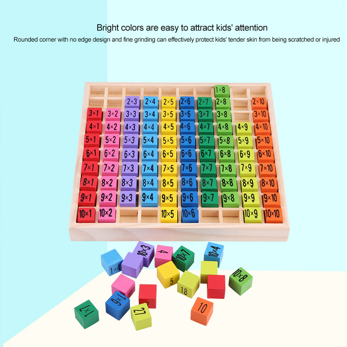 10 X 10 Wooden Multiplication Table Math Tray G665